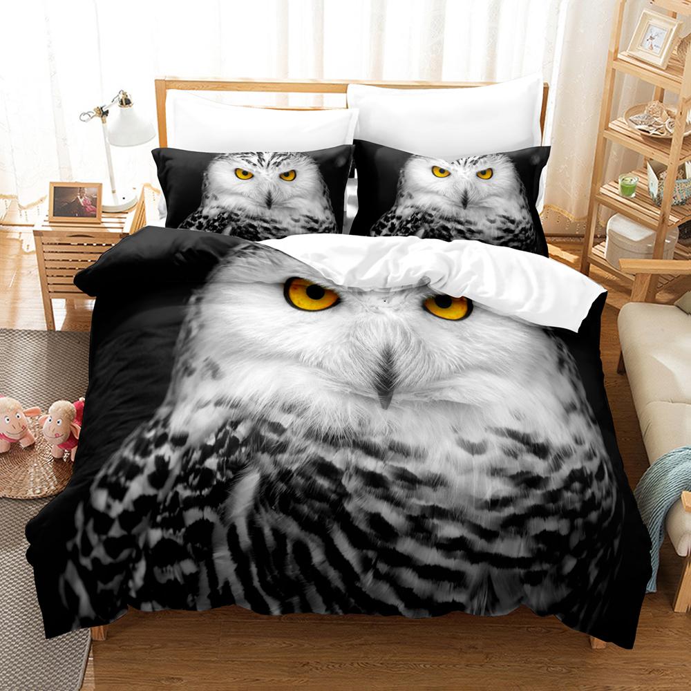 Комплект постельного белья с совами для спальни, милые животные, размер кинг, полиэстеровый пододеяльник, одеяло, наволочка для детей, взрослых