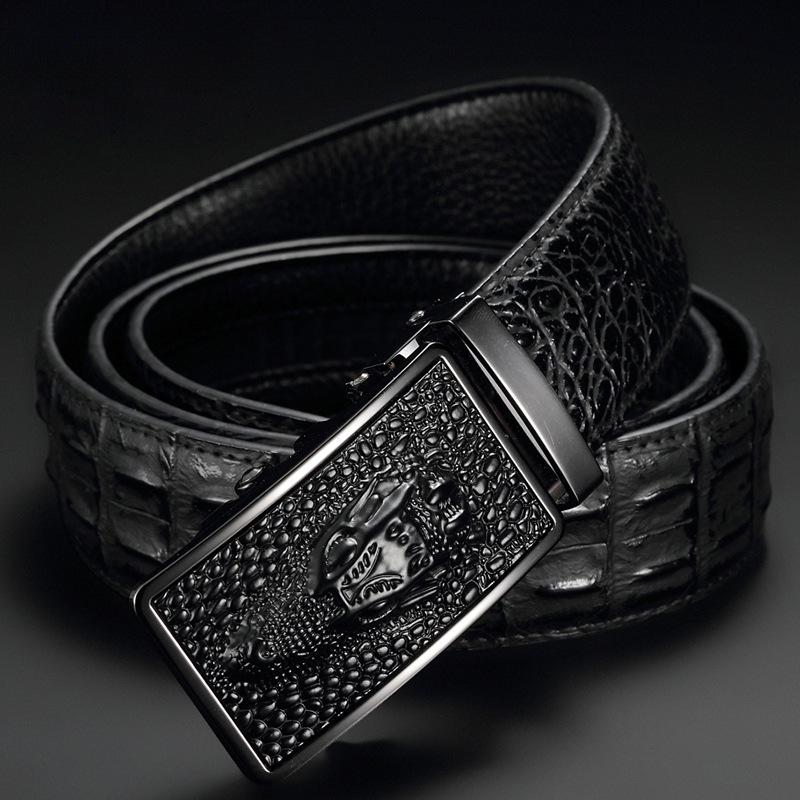 Men's Genuine Leather Crocodile Pattern Automatic Buckle Belt
