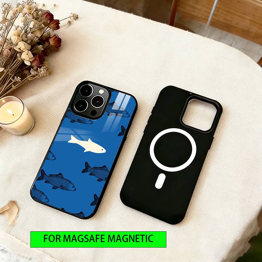 Small fish Phone Case For iPhone17,16,15,14,13,12,11 Plus,Pro Magnetic with Magsafe Wireless Charging