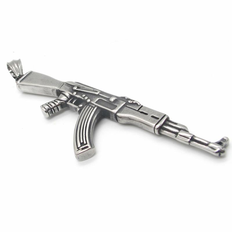 Крутая мужская 30-дюймовая нержавеющая сталь огромная большая подвеска в виде пистолета АК-47 на цепочке