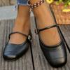 Fashion Adjustable Buckle Strap Flat Shoes for Women Spring Autumn Casual Solid Flats Shoes Woman Comfortable Square Toe Pu Flats Female