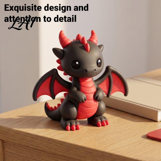 Creative Garden Sculpture 3D Printed Cute Dragon Figurine Fantasy Statue Cartoon Animal Desktop Collectible Figurine Ornament for Home Office
