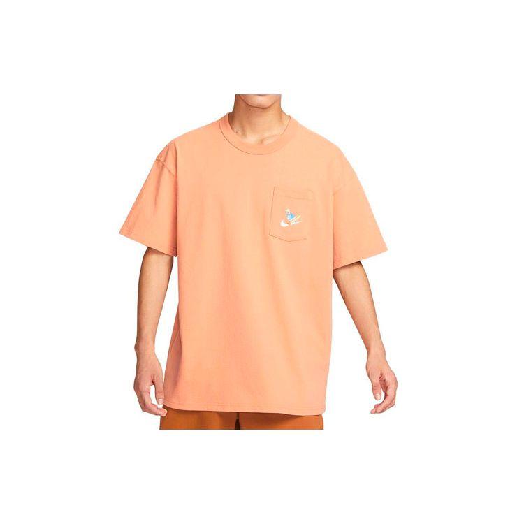 Nike Letter Print Back Plant American Retro Dopamine Loose Casual Sport Round Neck Short Sleeve Drop Shoulder T-Shirt Men Tops Orange FQ0351-225