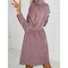 Женское вельветовое платье-рубашка с длинным рукавом на пуговицах, миди-макси, осенне-зимнее