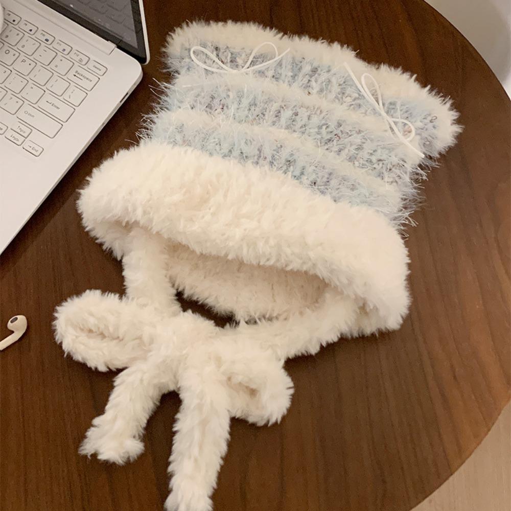 Cold-proof Faux Fur Beanies Hat Cat Ear Knitted Bobble Cap Fashion Mongolian Hat Women Accessories