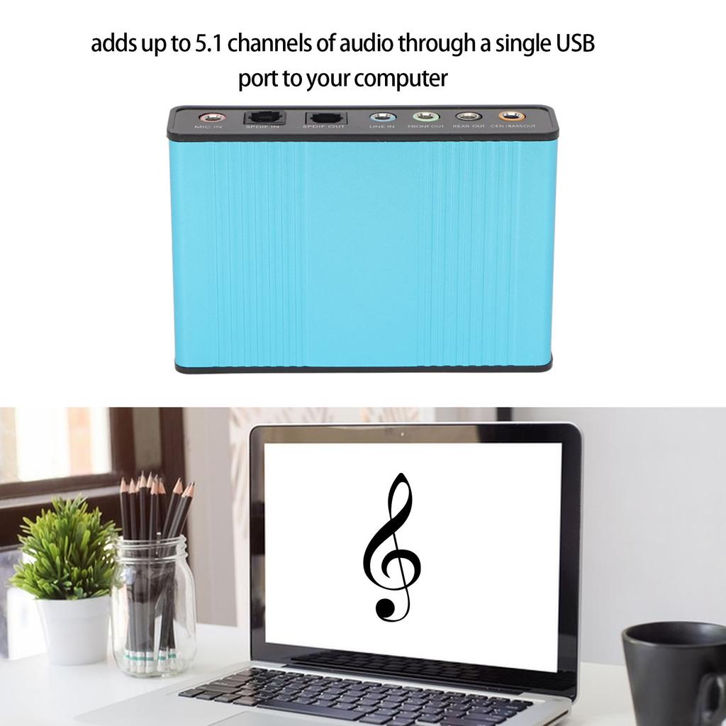 USB-звуковая карта 6-канальная, частота дискретизации 48 кГц, аналоговый воспроизведение/запись, внешняя звуковая карта для ПК, ноутбука, компьютера