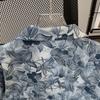 Летний Островной Стиль Отпуск Ледяной Шелк Короткий Рукав Цветочная Рубашка Мужская Гавайская Кубинский Воротник Рубашка Крутая Мода для Мужчин