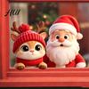 Festive Home Decorations Santa Claus Reindeer Window Cling, Christmas Static Glass Sticker Bathroom Stickers for Holiday Party, Removable Reusable