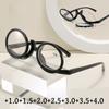 New Ladies Cosmetic Presbyopia Glasses with Circular Frame Vintage Flip Top Makeup Personality Reading Eyeglasses Diopter To+4.0