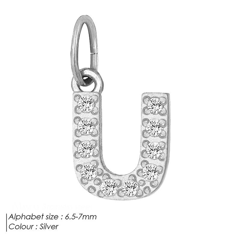 Европейская и американская подвеска-буква из нержавеющей стали, полностью инкрустированная бриллиантами, с вариантами ожерелья и браслета из циркония для самостоятельной сборки