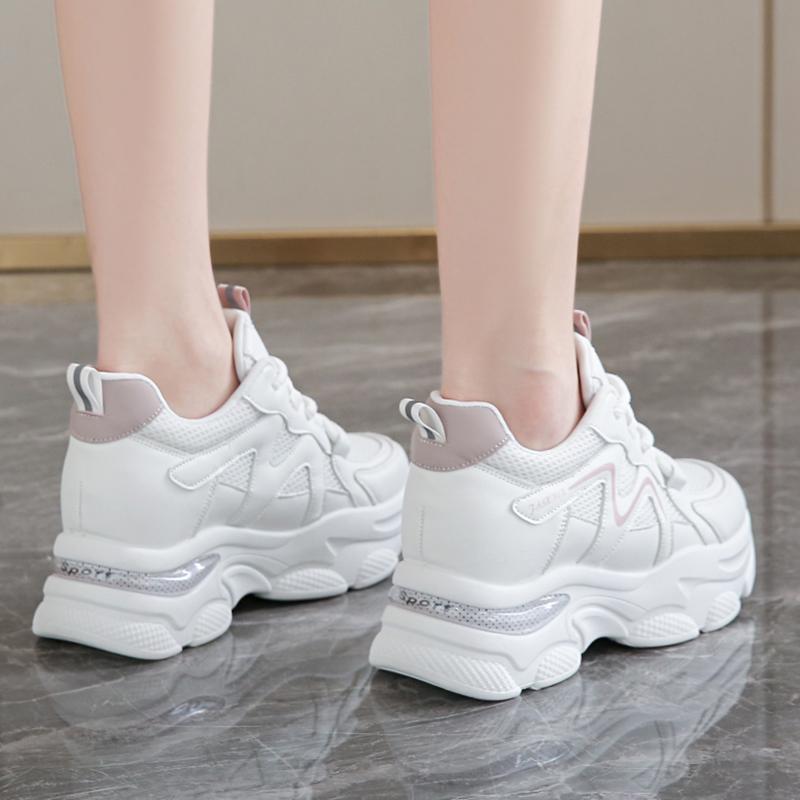Мода Мода Платформа на воздушной подушке Спортивная обувь для женщин Сетчатые дышащие массивные кроссовки Женские Толстая подошва Противоскользящая Вулканизированная обувь