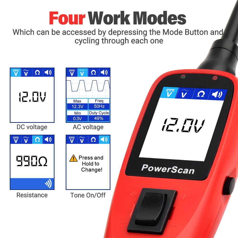 Autel PowerScan PS100 12V/24V Electrical System Auto Circuit Tester Power Probe BMS Short Open Finder Car Repair Diagnosis Tools