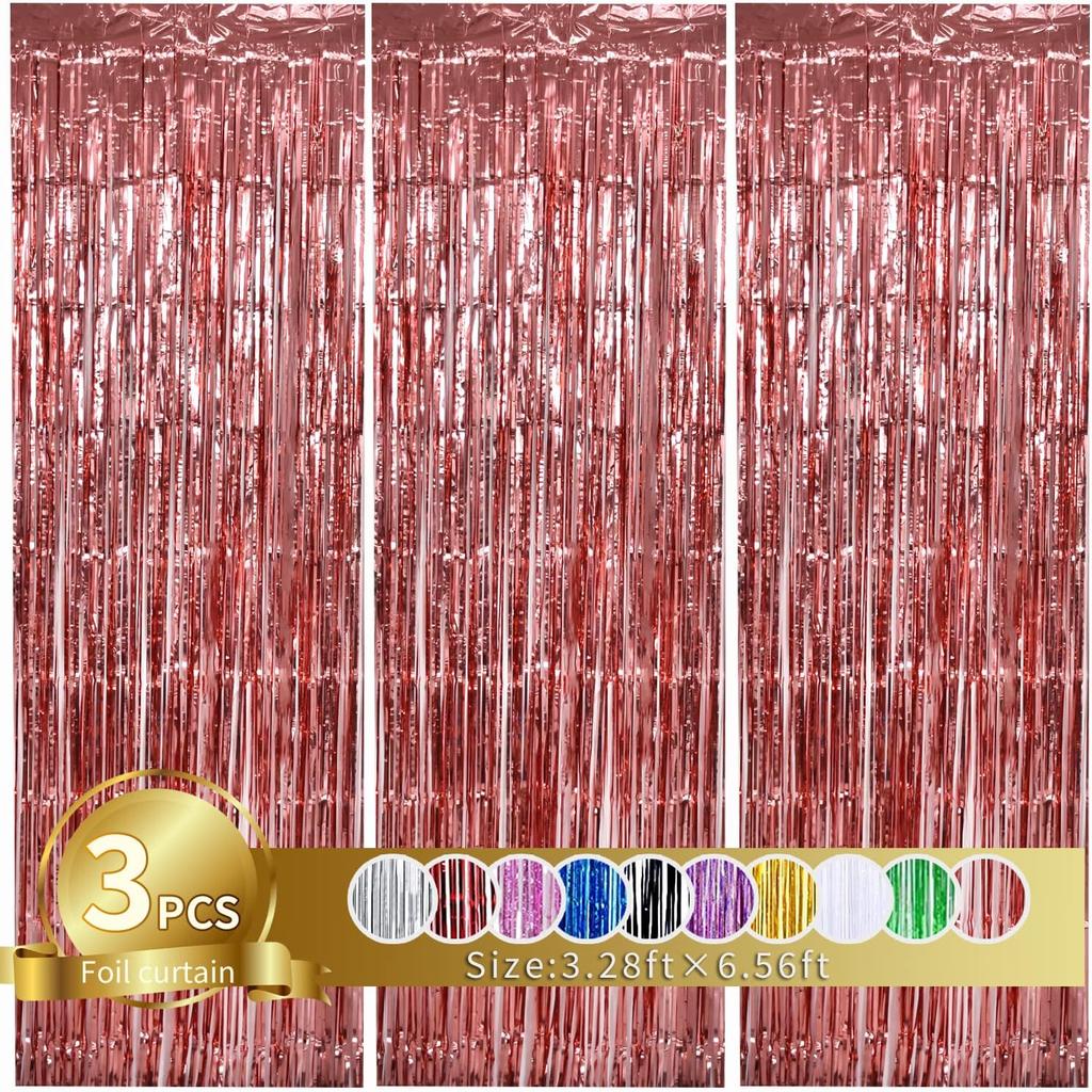 3Pcs Backdrop Metallic Streamers Gold Foil Fringe Curtains for Birthday,Christmas,Graduation,Bachelorette Party Streamers Decor 5