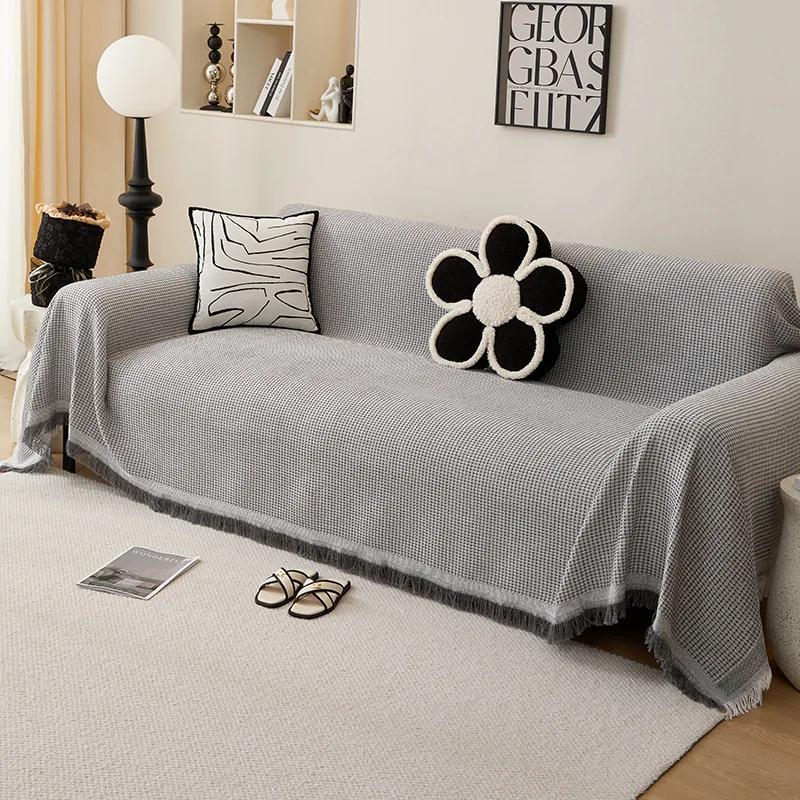 Cushion Universal Full Wrap Sofa Cover Sofa Towel Full Cover Fabric Ins Cream Wind Cotton Yarn Camping Blanket Sofa