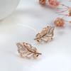 Leaf Shape Hoop Earrings for Women Shiny Gold Color Cubic Zircon Elegant Temperament Wedding Bridal Jewelry