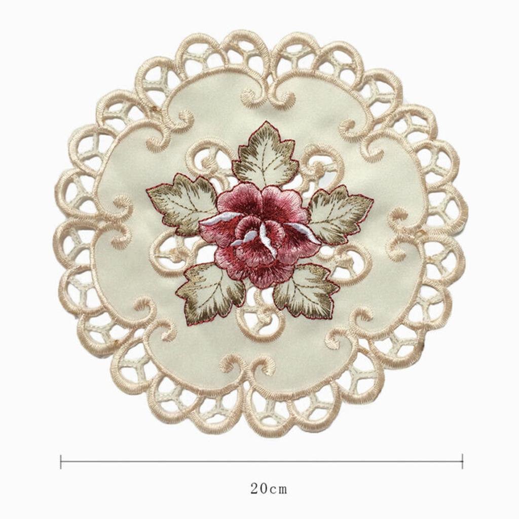 Dining Table Place Mat Kitchen Embroidered Floral Lace Doily Placemat Home Decor