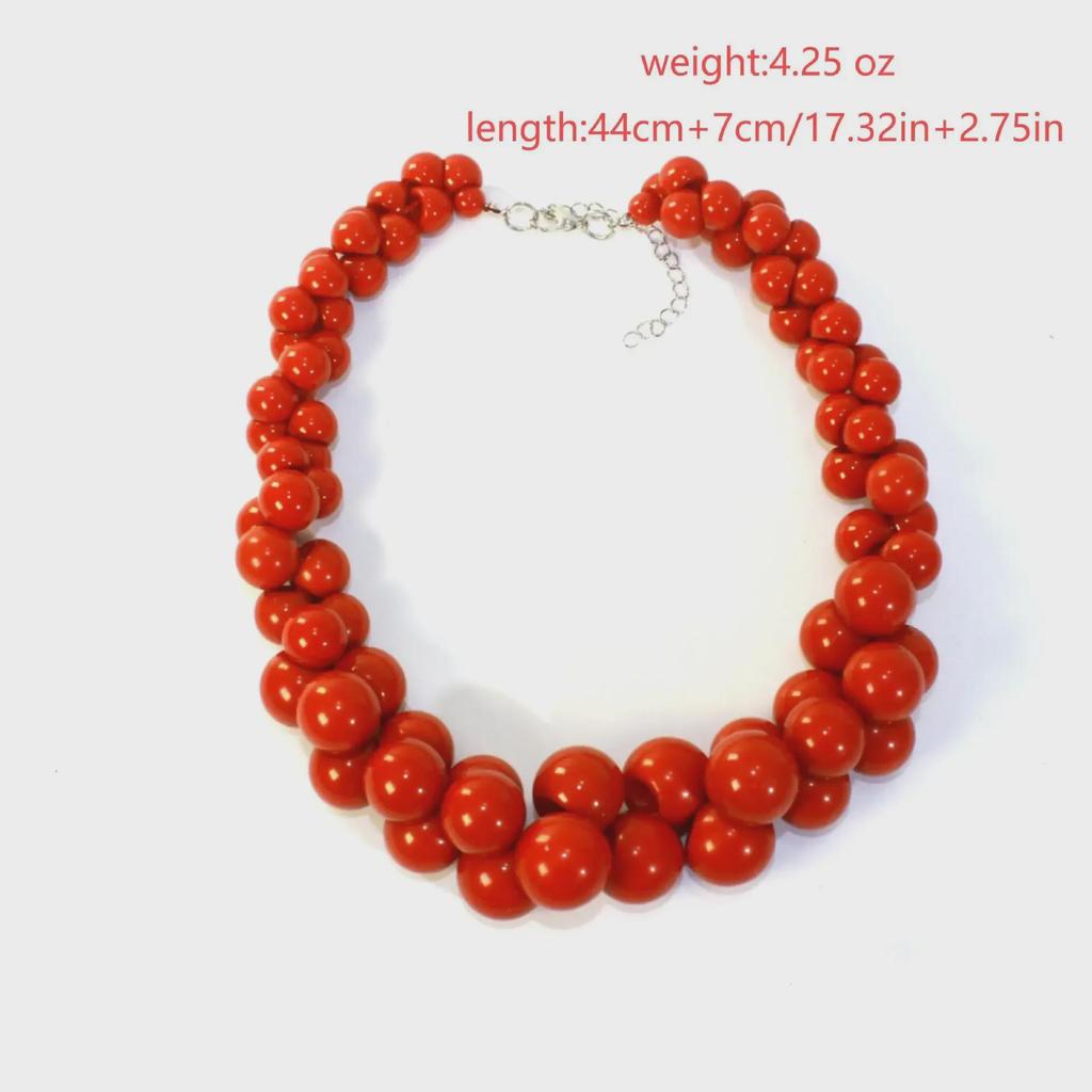Handmade Multi-Layer Coral Beaded Necklace - Personalized Resin Clavicle Chain