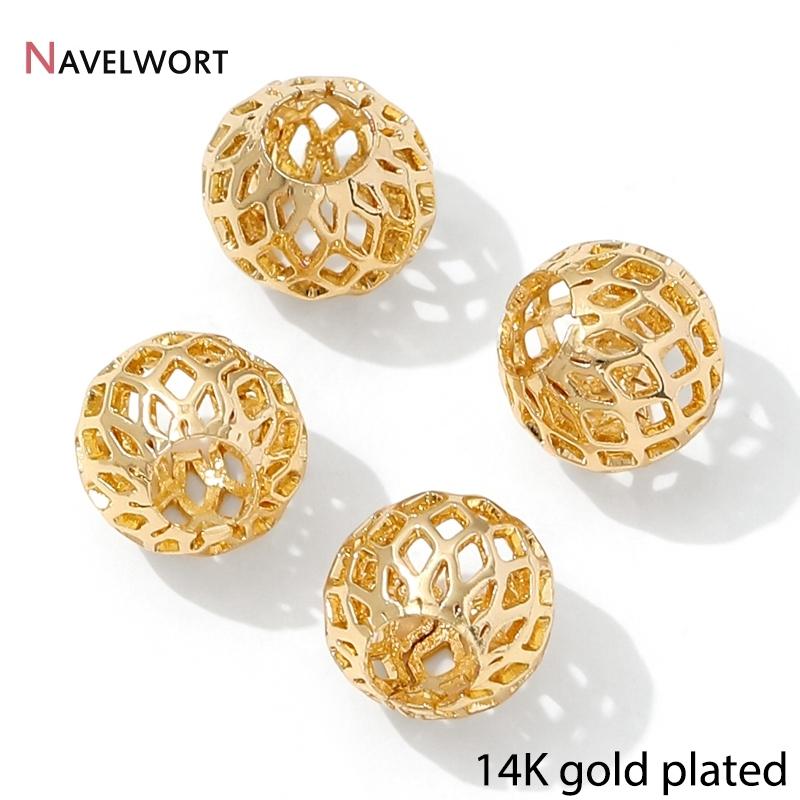Позолоченные полые бусины-разделители 14K/18K, Разделители для бусин, Овальные россыпные бусины для изготовления браслетов, Аксессуары для бижутерии