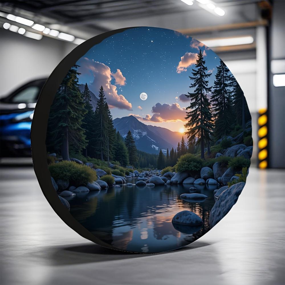 1pc High Quality Tire Cover Dreamy Forest Machine Washable Fabric Without Electricity Halloween Gifts Suitable For Outdoor Parki