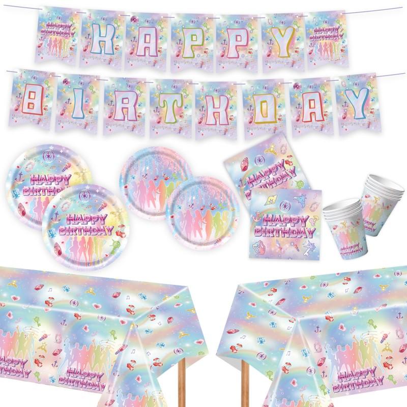 Kpop Girls Theme Party Decoration Birthday Party Banner Balloons Accessories Idol Girls Group Cake Plate Paper Cups Tableware