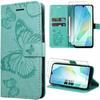 Protective Case - BOOLING - for Samsung Galaxy A16 5G/4G - Butterfly Pattern - Green Synthetic Leather - 2 Tempered Glass