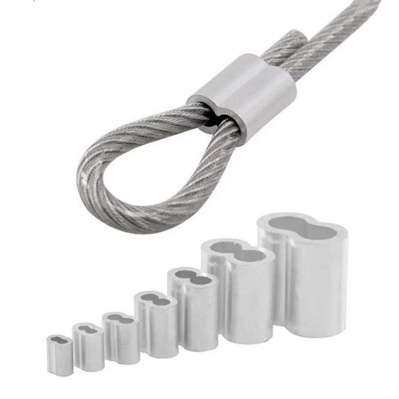 Wire Rope Ferrule M1 M1.2 M1.5 M2 M2.5 M3-M12 Aluminum Ferrules Clamps 8-Shape Double Hole Aluminum Casing Wire Rope Oval Clip