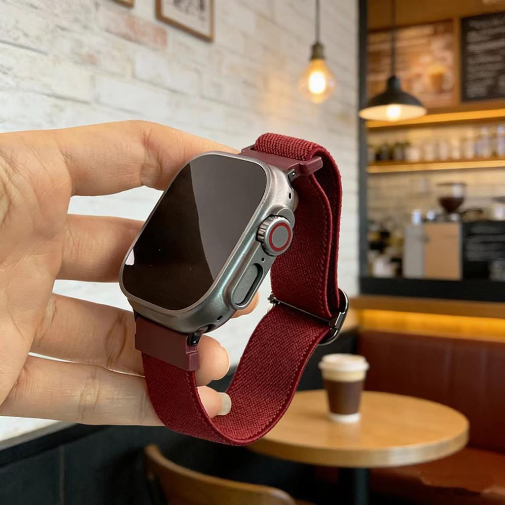 Textured Nylon Watch Band for Apple Watch Series 11 10 42mm / 9 8 7 41mm / SE3 SE2 SE 6 5 4 40mm / 3 2 1 38mm Adjustable Wrist Strap with Metal Buckle