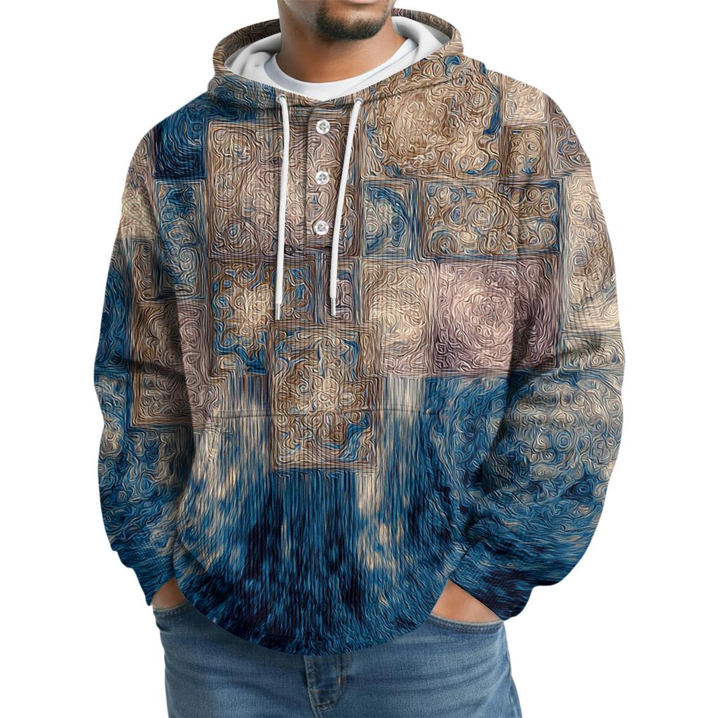 Men's Knit Hooded Sweatshirt Casual Long-Sleeve Sweatshirt