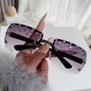 New Fashion Handmade Diamond Women'S Large Frame Sunglasses Frameless Diamond Sunglasses Women'S Fashion 1024-1