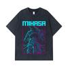 275 GSM Washed T-shirts 100% Cotton Attack on Titan V6 Mikasa Print Unisex Heavy Cotton T Shirt