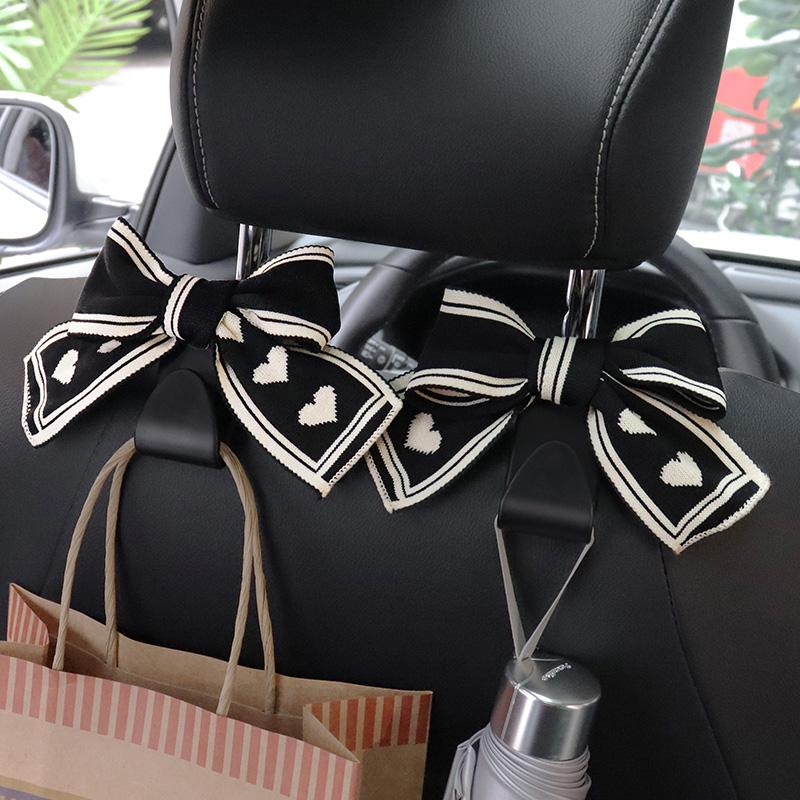 Bowknot Car Hooks Seat Back Vehicle Headrest Organizer Storage Hanger Groceries Handbag Women Car Accessories
