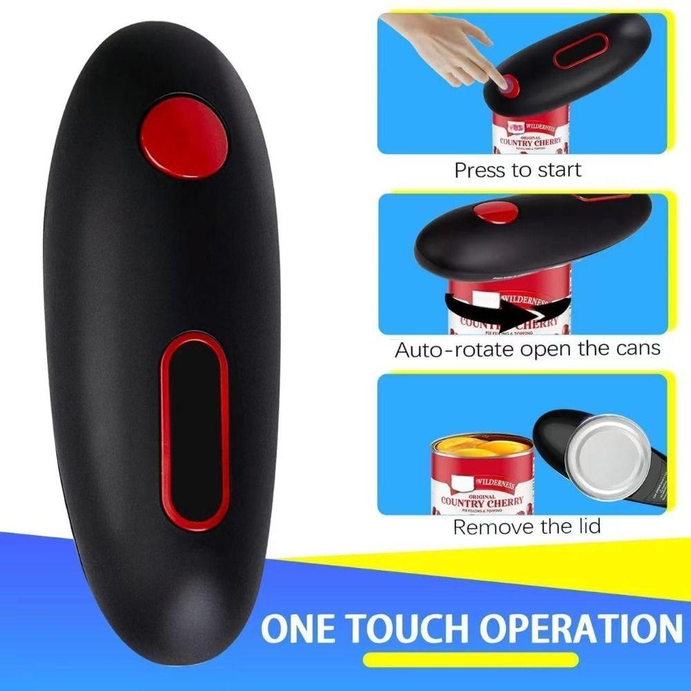 With One-Touch Operation Electric Can Opener Smooth Edge Plastics Automatic Can Opener Multifunctional Portable Jar Opener