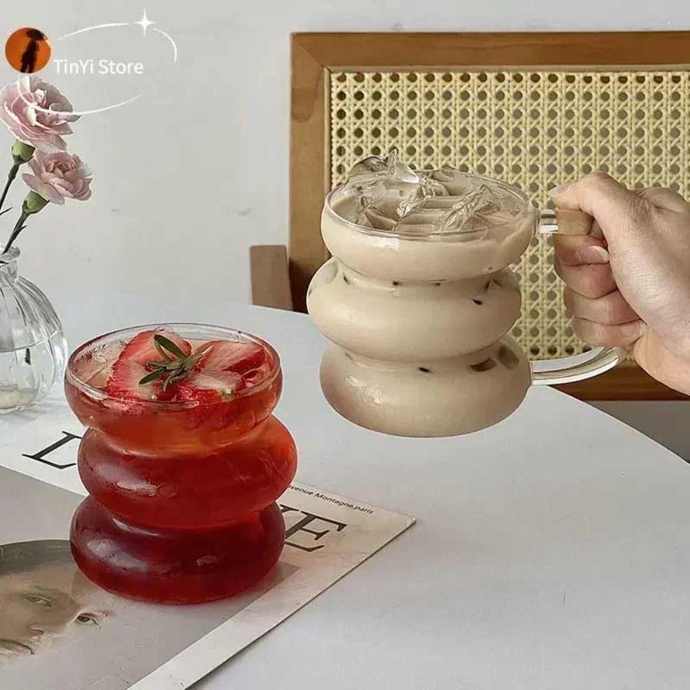 Новая прозрачная стеклянная кофейная кружка неправильной формы гусеницы, кружка для завтрака с ручкой, термостойкое стекло, чашка для латте