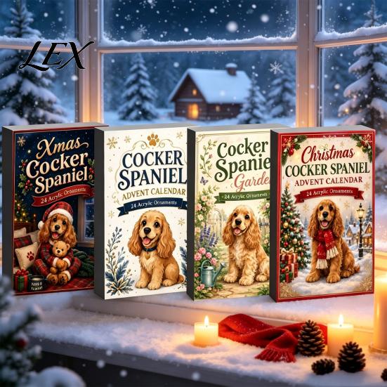 Advent Calendar Dog Calendars 2026, 24 Days Christmas Countdown with 2D Acrylic Cute Theme Decor Ornament, Collectible Animal Figures for Holiday Tree