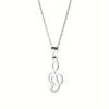 1pc Stainless Steel Cool Punk Hip Hop Necklace Hollow Note Pendant Necklace for Women and Men Party Jewelry Gift with 15.75inch + 2.36inch Stainless S