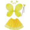 Girl Performance RolePlay Butterflies Costumes Princess Fairy Wings Magic Wand Headband Skirt 4Pcs Halloween Cosplay Party Props
