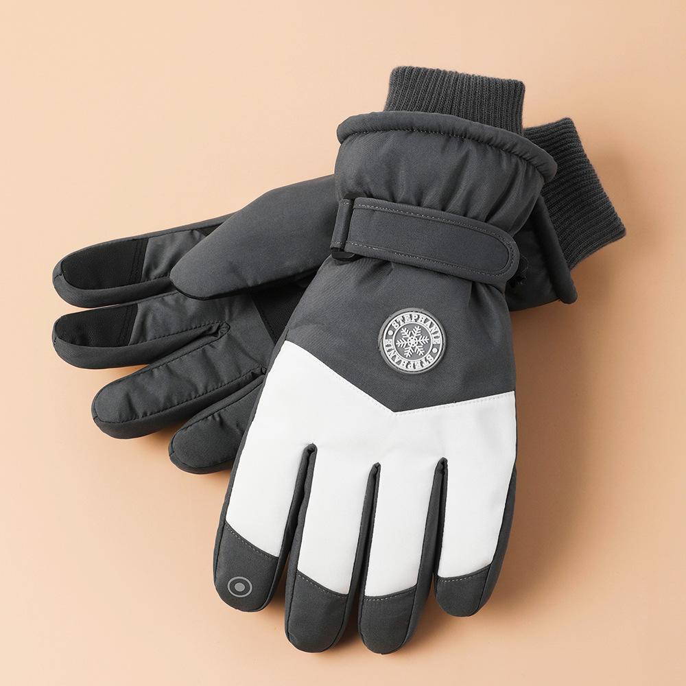 Лыжные перчатки для мужчин и женщин, для активного отдыха, для велоспорта, водонепроницаемые и нескользящие, с сенсорным экраном, утолщенные, с плюшевой подкладкой, теплые перчатки для осени и зимы