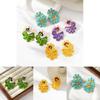 Fashionable Flower And Leaf Earrings With Drip Oil Finish For Trendy Women