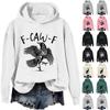 Ladies Fashion Casual Long Sleeve Printed Round Neck Hoodie Pullover Top