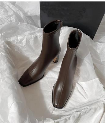 Женские элегантные черные ботильоны с квадратным носком, на молнии, удобные высокие блочные каблуки, стильные нарядные ботинки на День матери