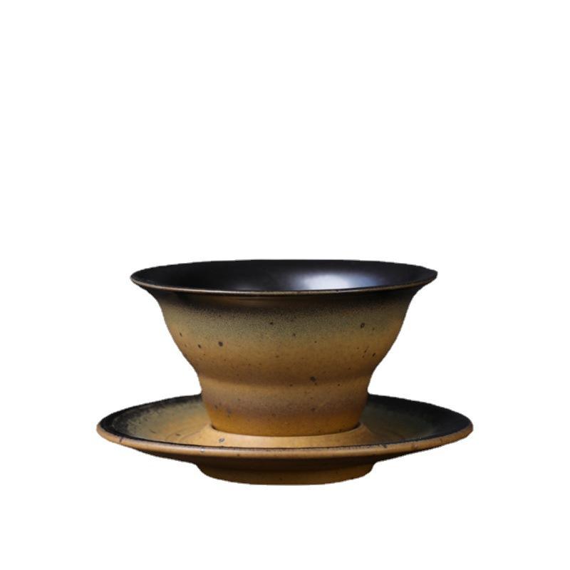 Набор кофейной чашки и блюдца, керамическая чашка Wind, креативная чашка, ретро грубая керамика