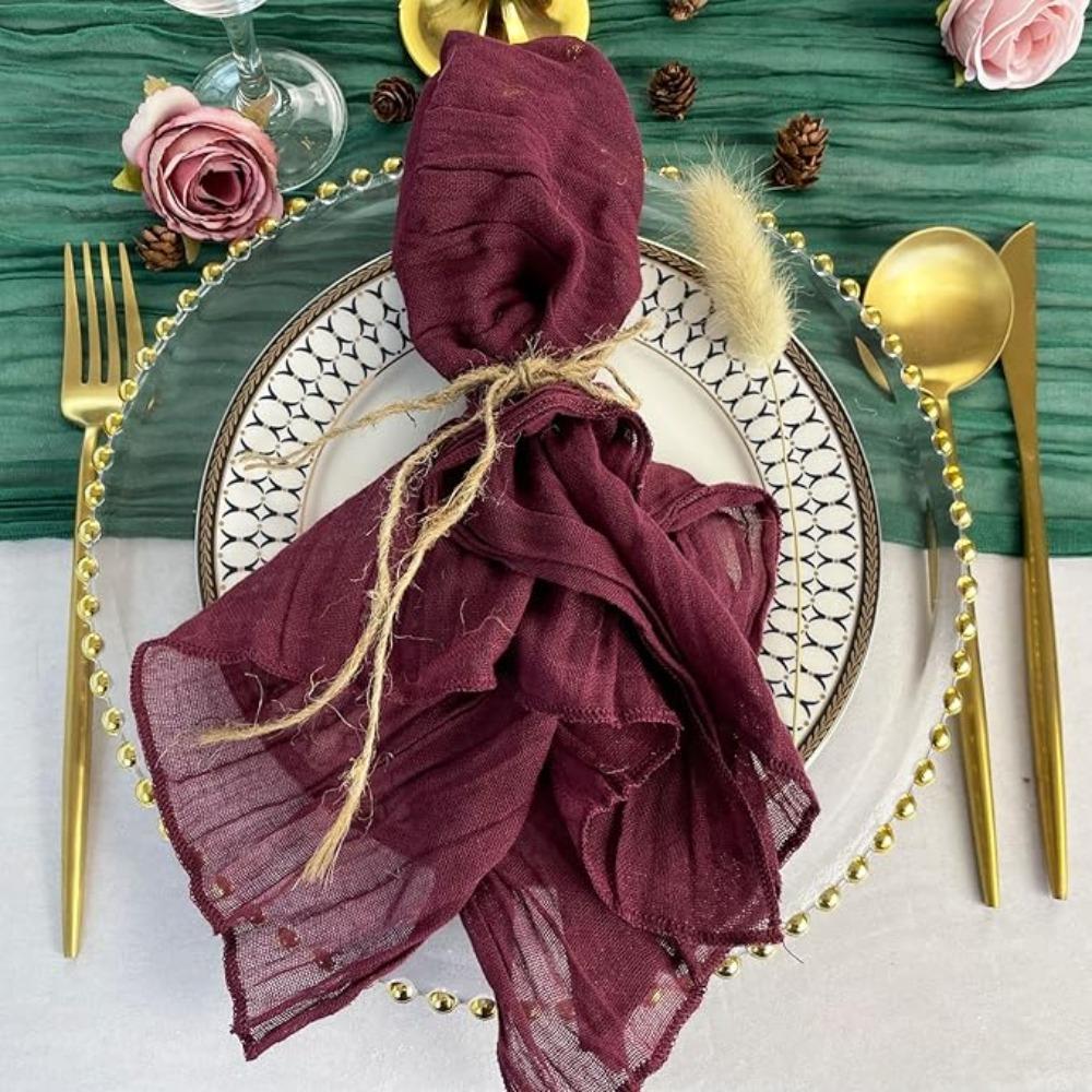 6 шт. марлевых салфеток, салфетки для ужина, мягкие салфетки в стиле бохо, деревенские мятые салфетки из сырной ткани оптом для декора свадебной вечеринки