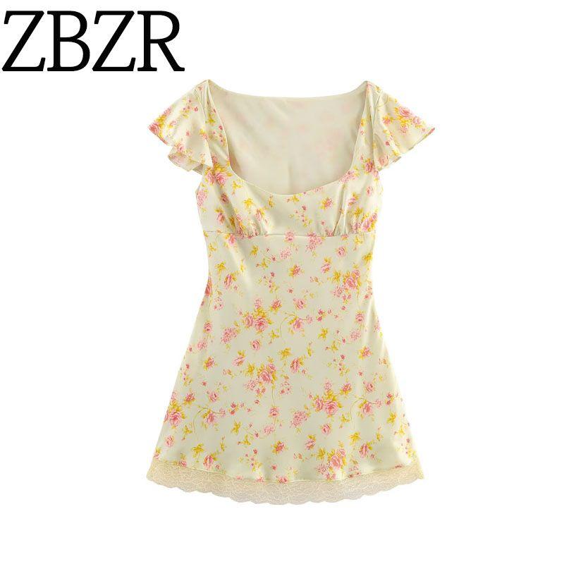 Counter Same Zbzr New Fall Women's Clothing Fashion Style Flower Silk Satin Texture Short Dress 8697441