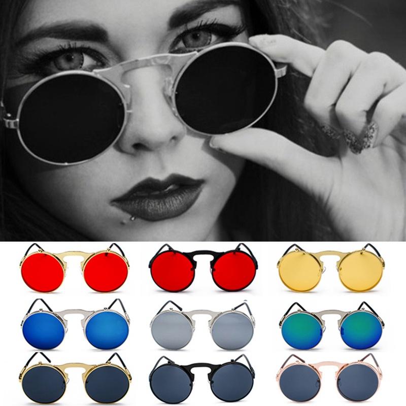 Ретро Мода Винтаж Готические Круглые Откидные Стимпанк Очки Винтаж Киберпанк