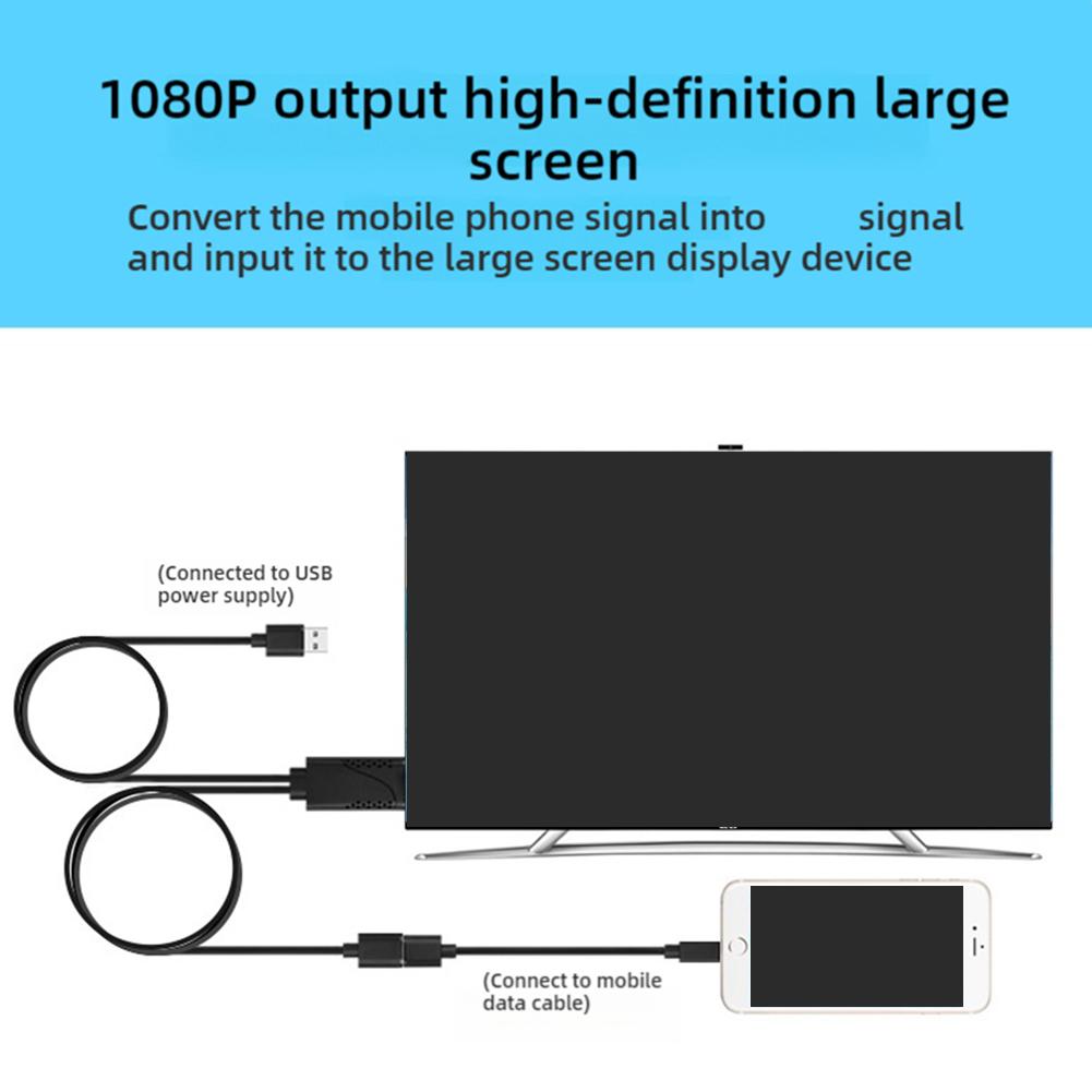 2 In 1 USB To Compatible HDTV Adapter Cable 1080P TV Projector HD AV for iphone Displays i R2X0