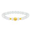 999 Pure Gold & Hetian Jade Women's Bracelet with Lotus, Seed Pod, Bamboo, and Lily of the Valley Design