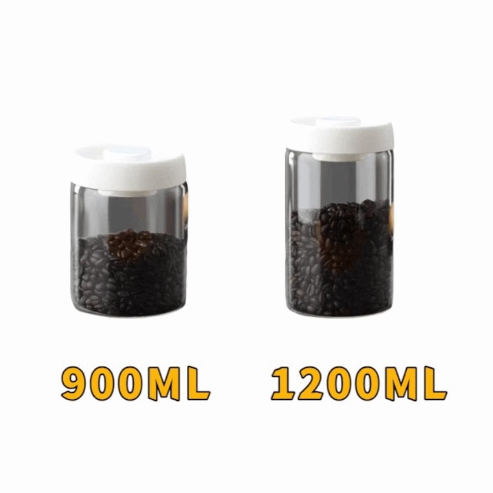 Press Type Coffee Bean Storage Jar Manual Glass Coffee Jar Vacuum Sealed Jar  Home Use