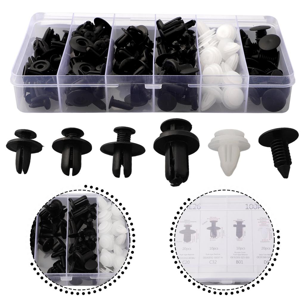 100Pcs Car Trim Clips Rivet Door Panel Retainer Fastener Mud Flaps Push Set