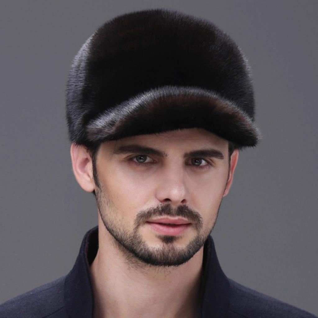Mink Hat Men's Middle-aged and Elderly Mink Cap Winter Outdoor Warm Fur Cotton Hat Whole Mink Baseball Cap