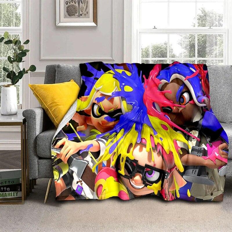 3D Games Splatoon,PC Gamer Cartoon Blanket,Soft Throw Blanket for Home Bedroom Bed Sofa Picnic Travel Office Cover Blanket Kids